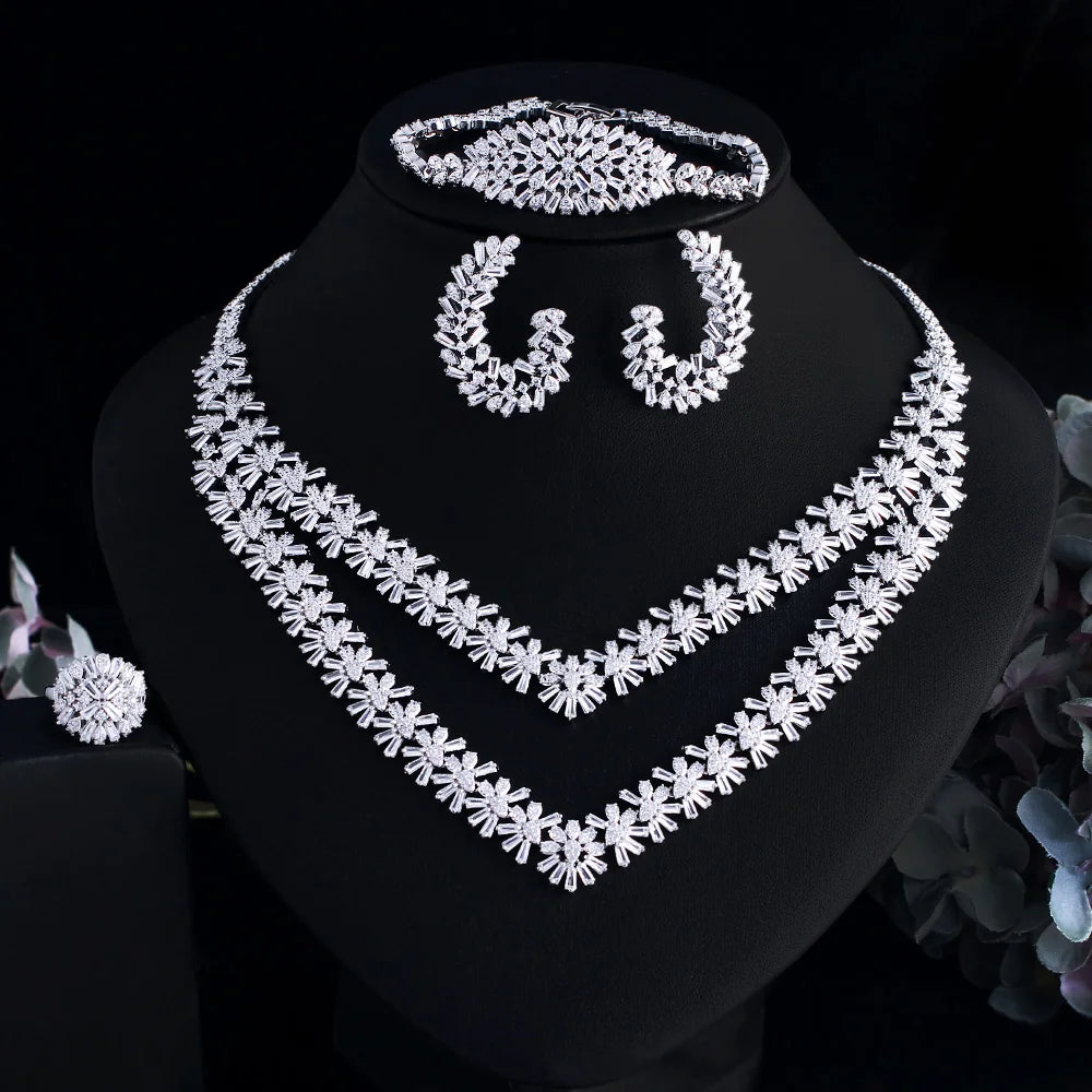 High Quality Cubic Zirconia CZ Women Jewellery 2024 Arabic Bridal Jewelry Set for Women Wedding Pakistani