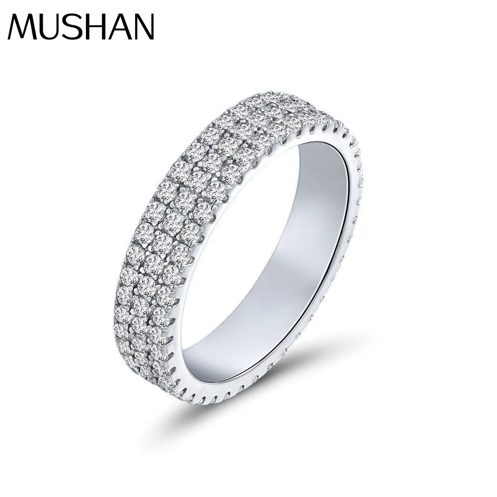 MuShan Jewelry New 2026 1.5mm Neutral Wedding Ring S925 Sterling Silver Platinum Plated High Carbon Diamond Luxury Pave Party
