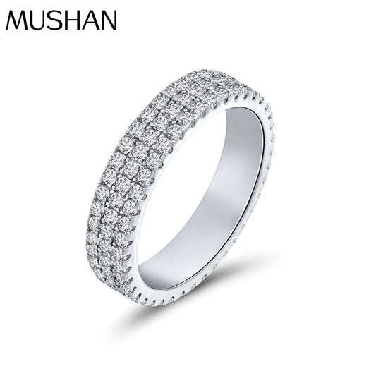 MuShan Jewelry New 2026 1.5mm Neutral Wedding Ring S925 Sterling Silver Platinum Plated High Carbon Diamond Luxury Pave Party