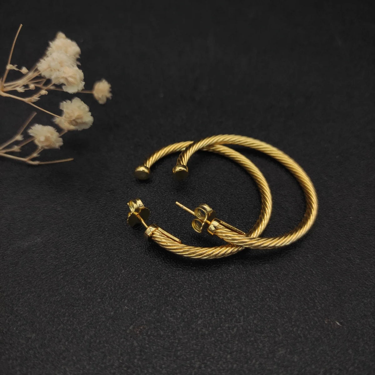 DY High-Quality Silver-Plated Large Cable Earrings. Gold-Plated Cable Earrings. Jewelry Wholesale.