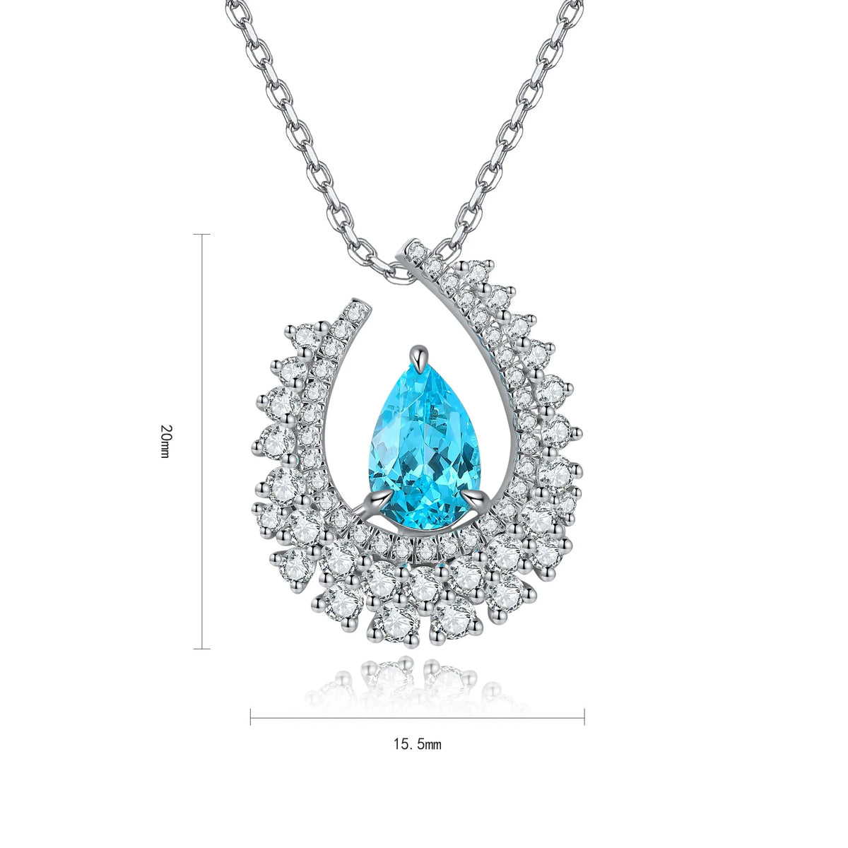 Gemfiori Anster 925 Sterling Silver High-quality Cultivated Paraiba Necklace - Suitable for Parties or As a Gift