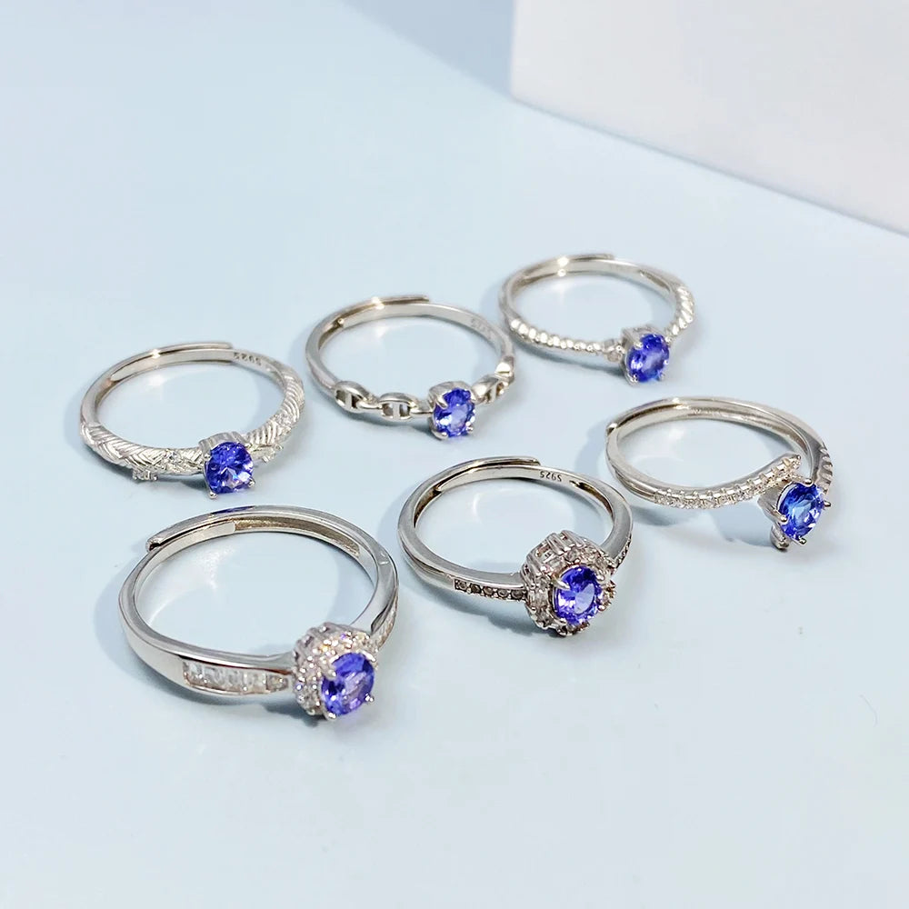 Low Price Natural Tanzanite S925 Silver Ring for Women Luxury Genuine Blue Gemstone Jewelry December Birthstone Party