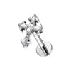ASTM F136 Titanium 16G Internal Thread Zircon Inlay Labret Flat Back Lobe Helix Tragus Moon Cross Earrings Piercing Jewelry
