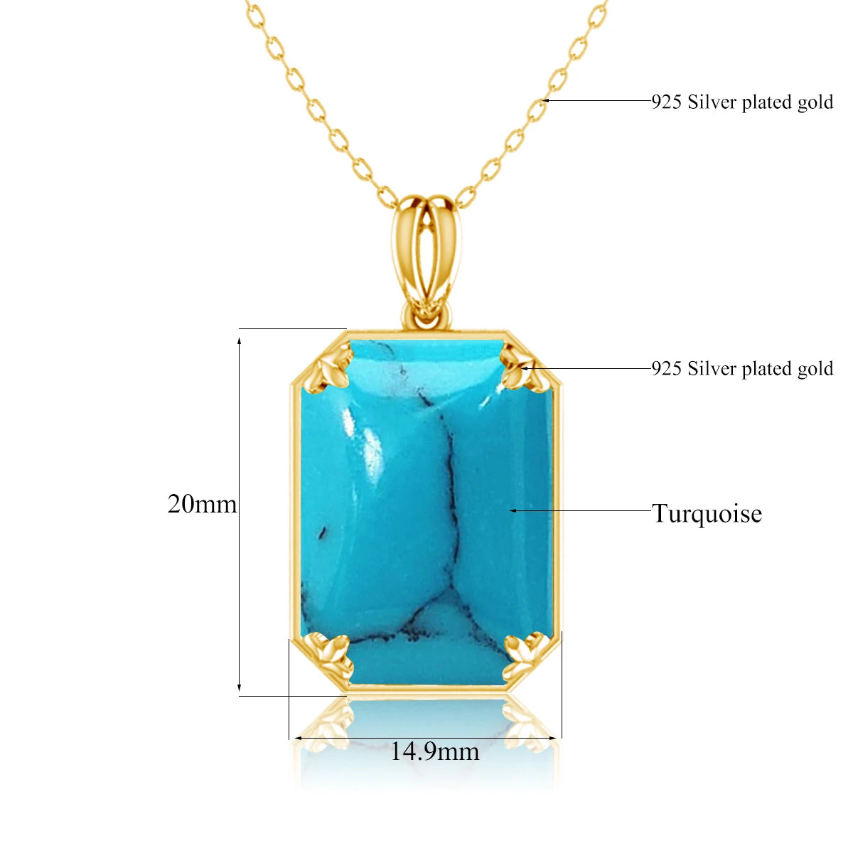 REDheart Classic British Court Jewelry Cocktail Party 925 Sterling Silver Plated 18K Gold Emerald Sapphire Pendant Necklace