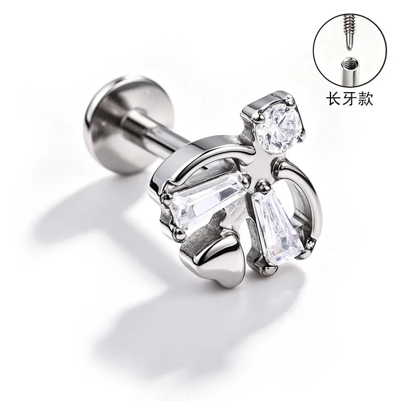 S&S ASTM F136 Titanium Zircon Helix Cartilage Stud | Gold | 31 Designs