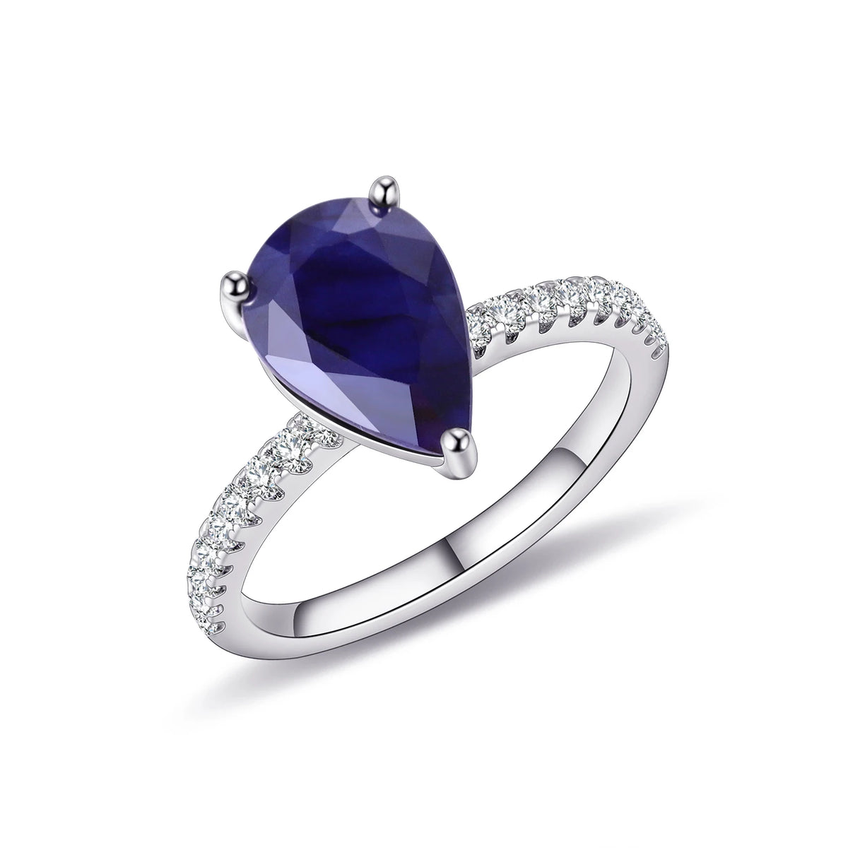ArtistA KH067 Abiding Manufacturers Direct Sale 925 Sterling Silver Pear 8*12MM Sky Blue Nano Morganite Rainbow Quartz Solitaire Ring
