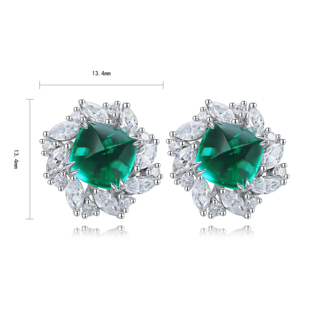 Gemfiori Anster High Quality S925 Lab Grown Emerald Earring Stud Dainty Gemstone Stud Earrings for Women Daily Wear Gift