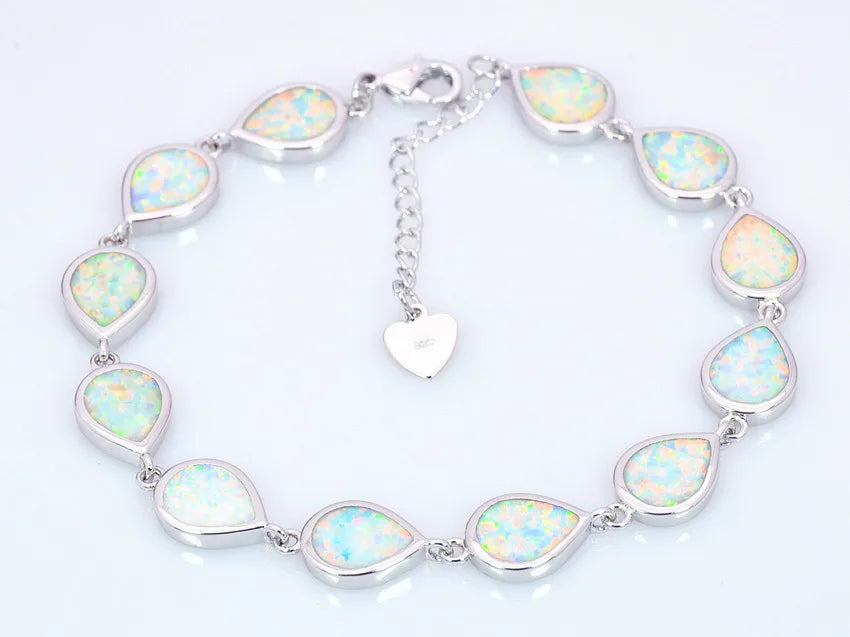 Trendy Hawaiian Vibe Brass Beaded Geometric Christian Opal Bracelet Dual Style Egg & Teardrop Jewelry for Women