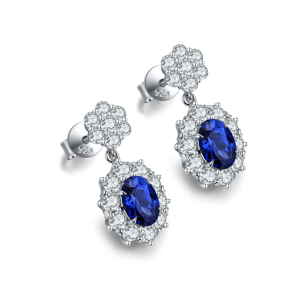 Gemfiori Anster High Quality S925 Lab Grown Sapphire Earring Stud Dainty Gemstone Stud Earrings for Women Daily Wear Gift