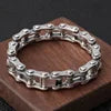 REBEL S925 Sterling Silver Motorcycle Chain Bracelet for Men Thick Domineering Bamboo-chain Bangle Fashion Jewelry