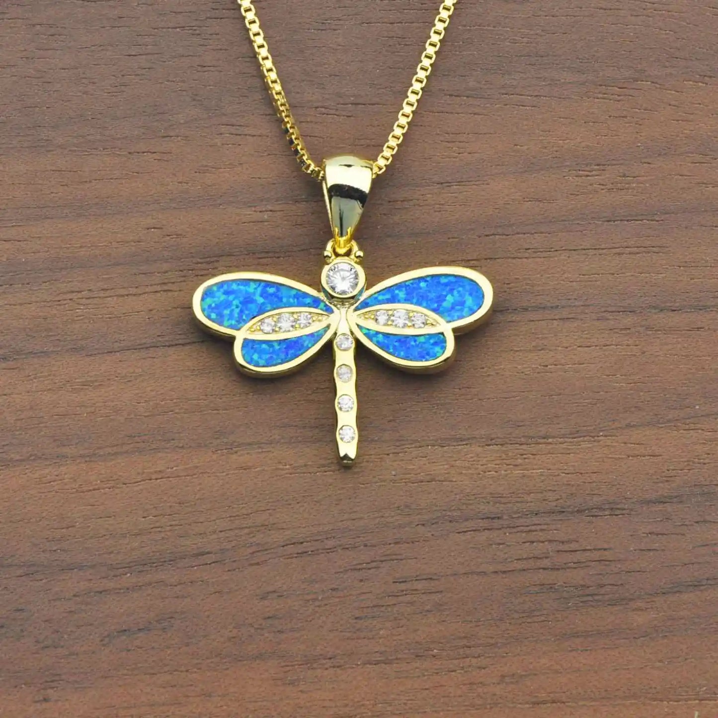 Ocean Theme Dragonfly Necklace Aobao Opal Inlaid Starfish Detail Fashion Jewelry