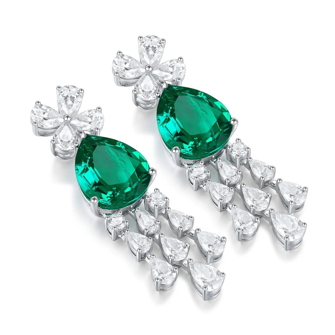 Gemfiori Anster High Quality S925 Lab Grown Emerald Earring Stud Dainty Gemstone Stud Earrings for Women Daily Wear Gift