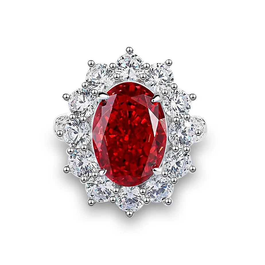 Wholesale Custom 925 Sterling Silver Ruby Rings Women Anniversary Wedding Red 5A 8A Zirconia Rings Jewelry Supplier Manufacturer