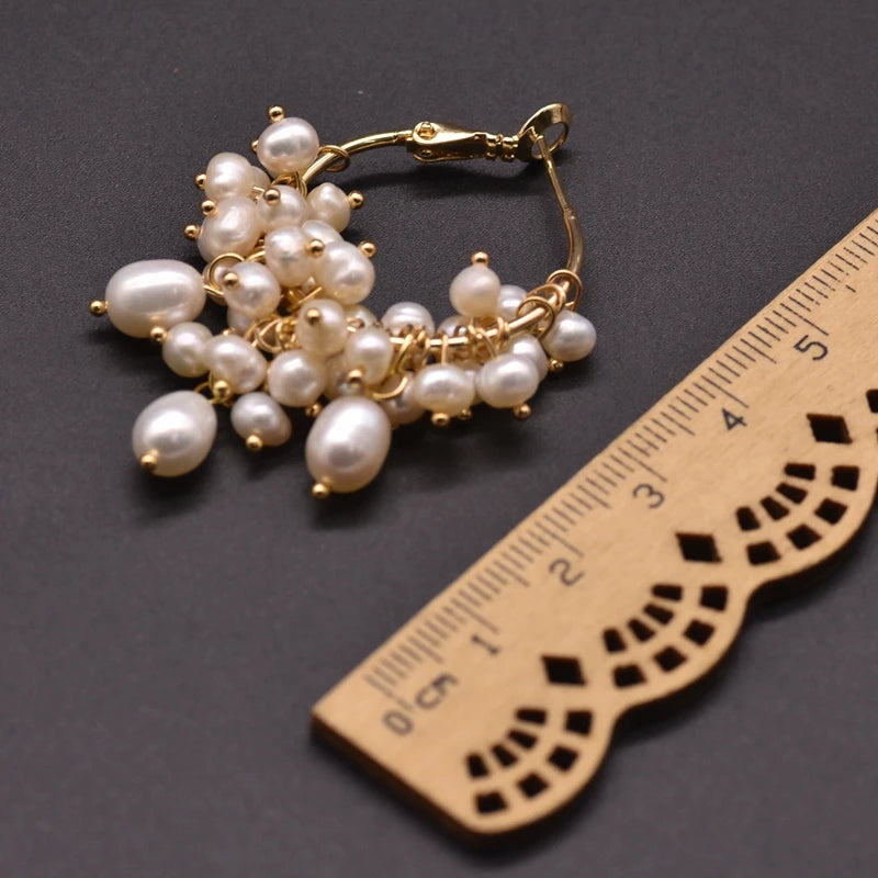 New Jewelry Yiwu Wholesale Gold Plated Natural Pearl Earings Jewelry Women Korean Wholesale Bulk 18K Gold Plated Jewelry