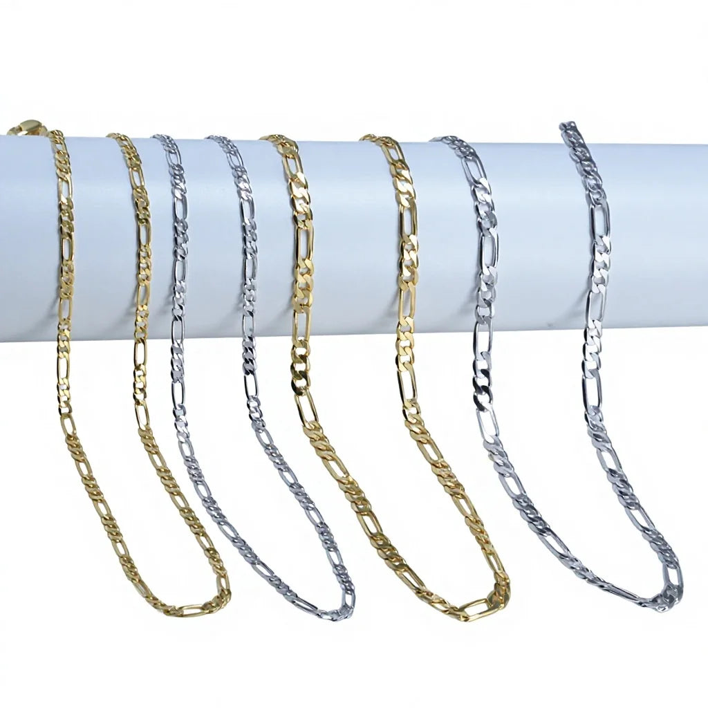 BiG-BOSS Mother-Child Figaro Chain S925 Sterling Silver Electroplated Unisex Necklace Pendant Hot-Selling Factory Direct