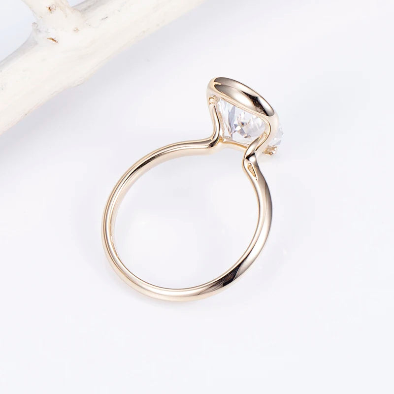 Gemfiori MSR-1507 Custom Ring Jewelry 3ct D VVS2 Engagement Ring 14k Yellow Gold Pear Cut Lab Grown Diamond Ring