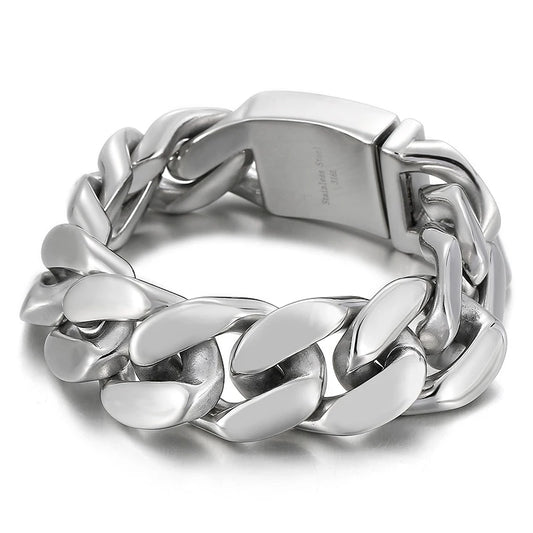 KALEN 20mm 21mm Casting Bracelet Cuban Stainless Steel Hip Hop Armband Herren