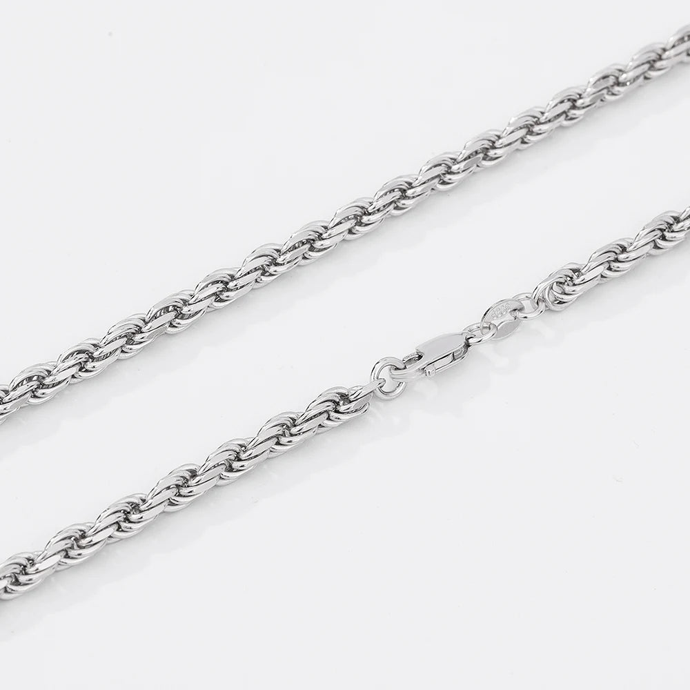 S&S 925 Sterling Silver Diamond Cut Rope Chain Necklace — S&S Collection