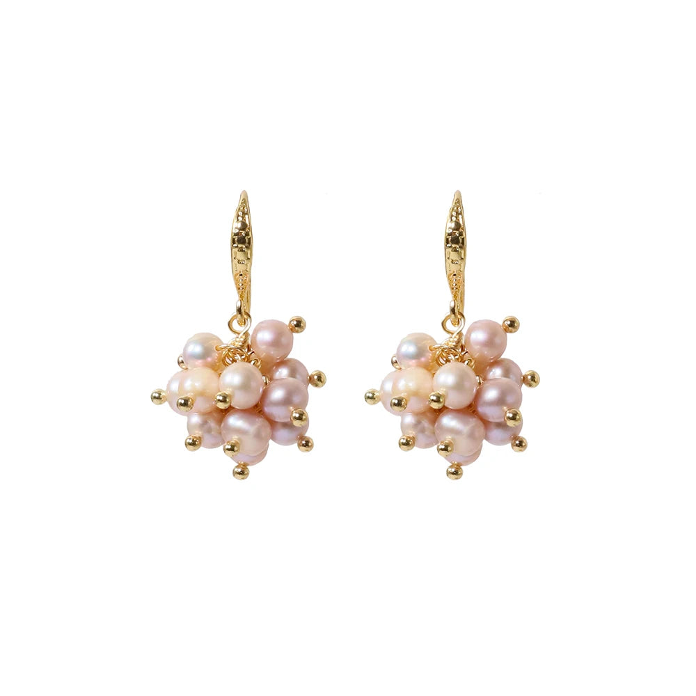 Natural Freshwater Pearl Baby Pearl Berry Earrings Korean Women's Luxury Jewelry Fashion Women's and Girls' Gifts GE1563