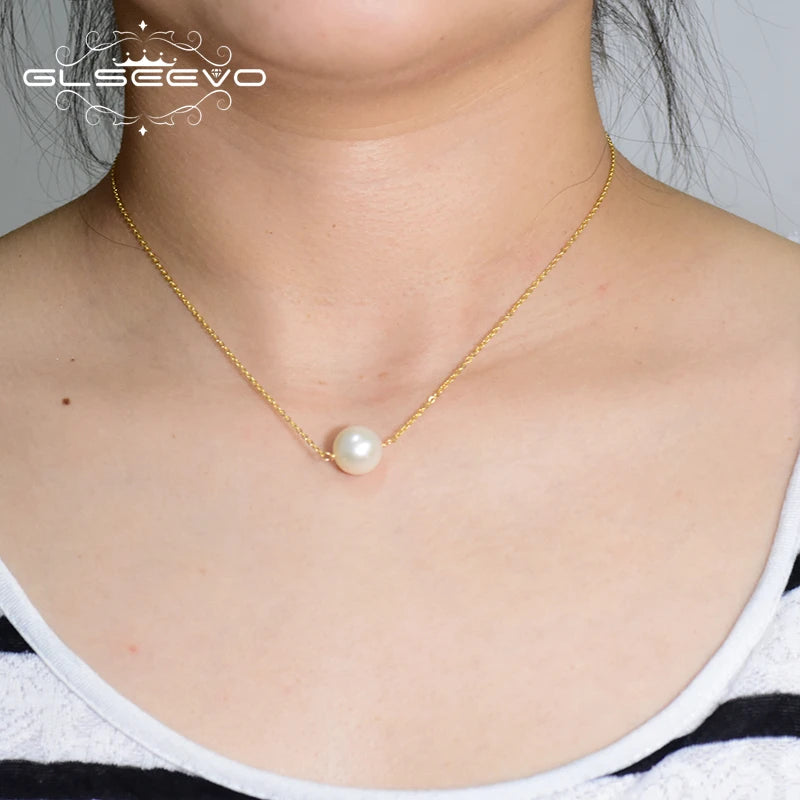 925 Sterling Silver Choker Necklace Natural Freshwater Pearl Flower  Pendant Necklace for Women Fashion Jewelry
