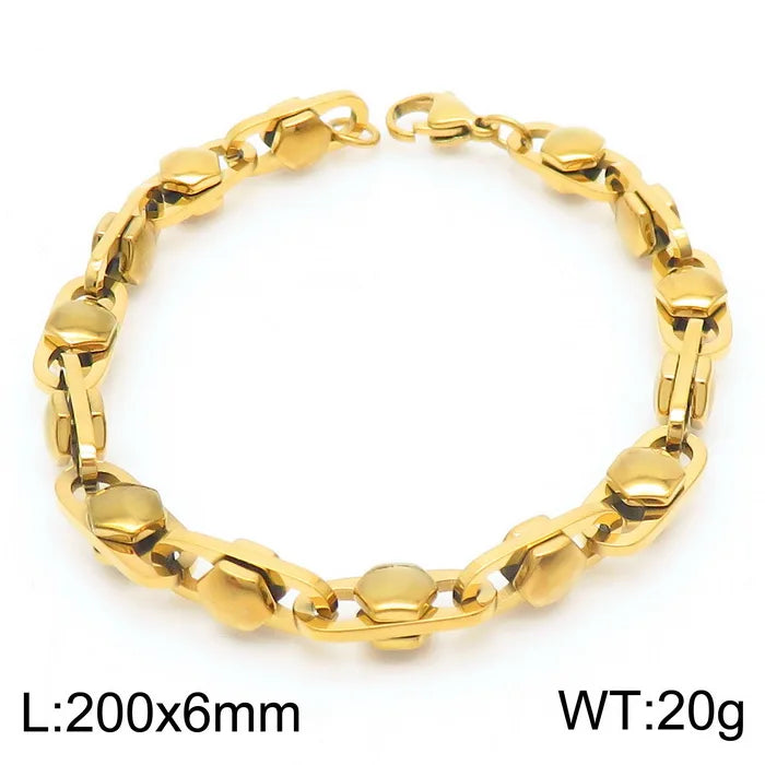 REBEL Vintage Gold/Silver/Black/Rose Gold Stainless Steel Buckle Links 500mm Necklace&200mm Bracelet Jewelry Set