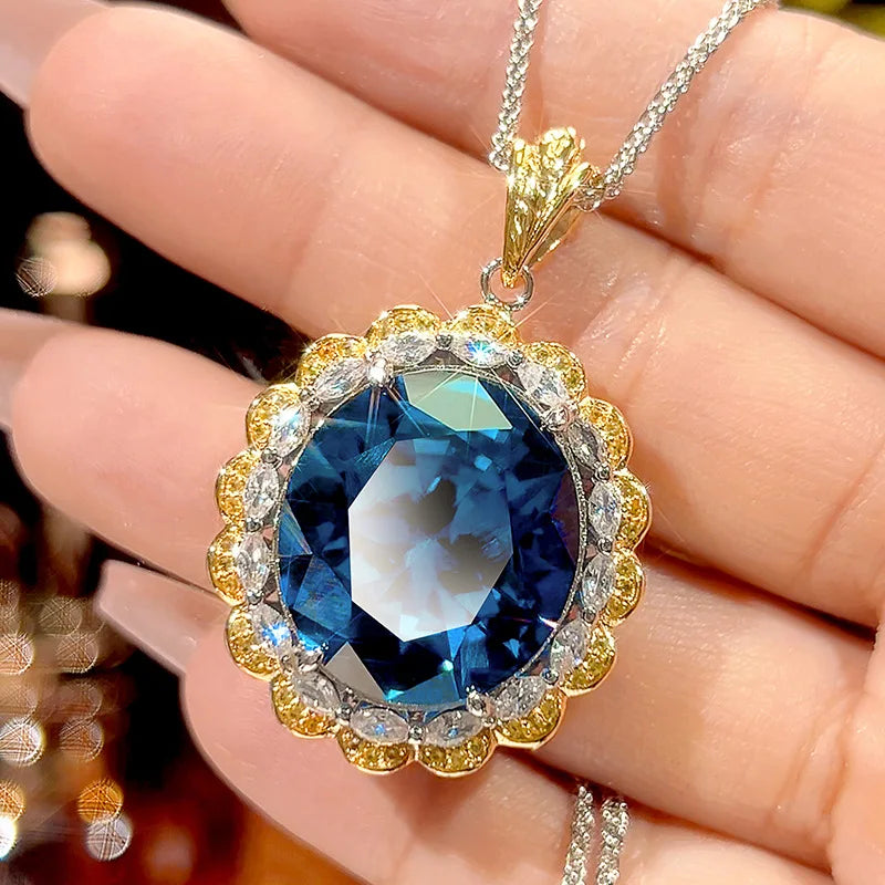 REDheart Copper Inlaid Pearl Plated Two-Color Open Ring Simulation Flower Design 18K Gold Plated Women's Pendant Necklace Jewelry Set