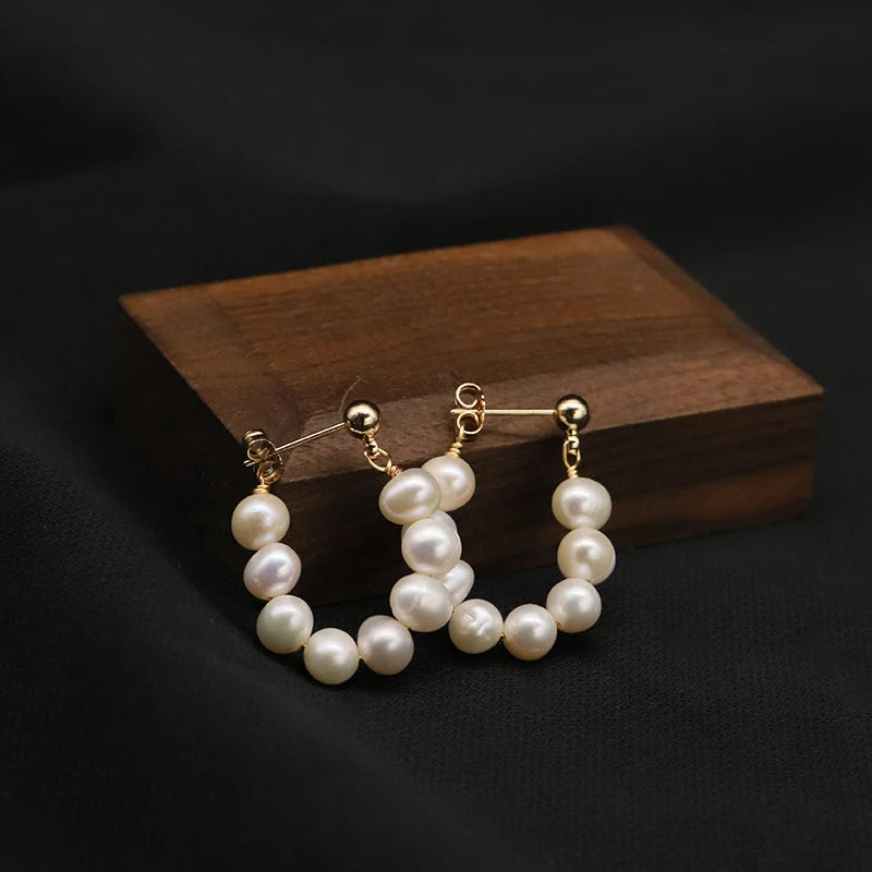 New Jewelry Yiwu Wholesale Gold Plated Natural Pearl Earings Jewelry Women Korean Wholesale Bulk 18K Gold Plated Jewelry