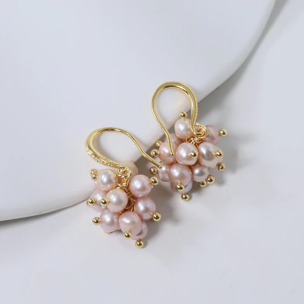 Natural Freshwater Pearl Baby Pearl Berry Earrings Korean Women's Luxury Jewelry Fashion Women's and Girls' Gifts GE1563