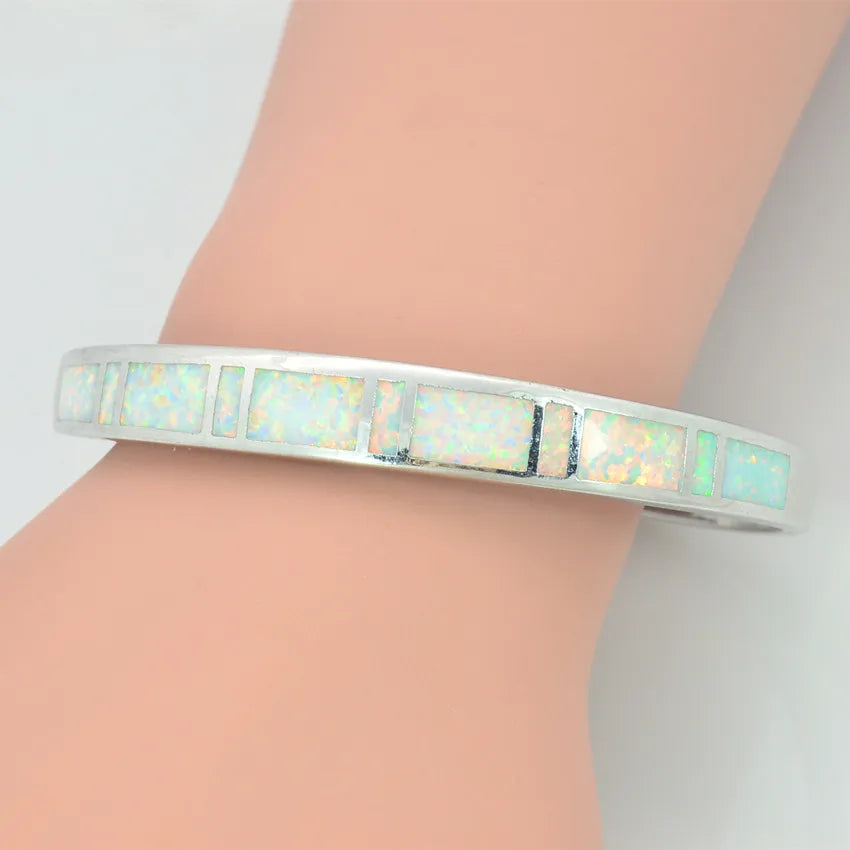 Opal Hawaii Square Shape Bracelet Plated Women's Trendy Cuff Bracelet Handmade Inlaid Opal for Anniversary Wholesale