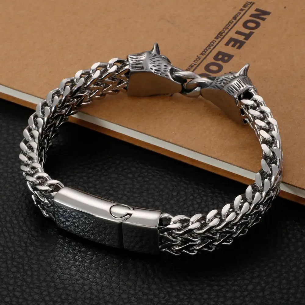 KALEN Stainless Steel Animal Wolf Chain Bracelet for Men
