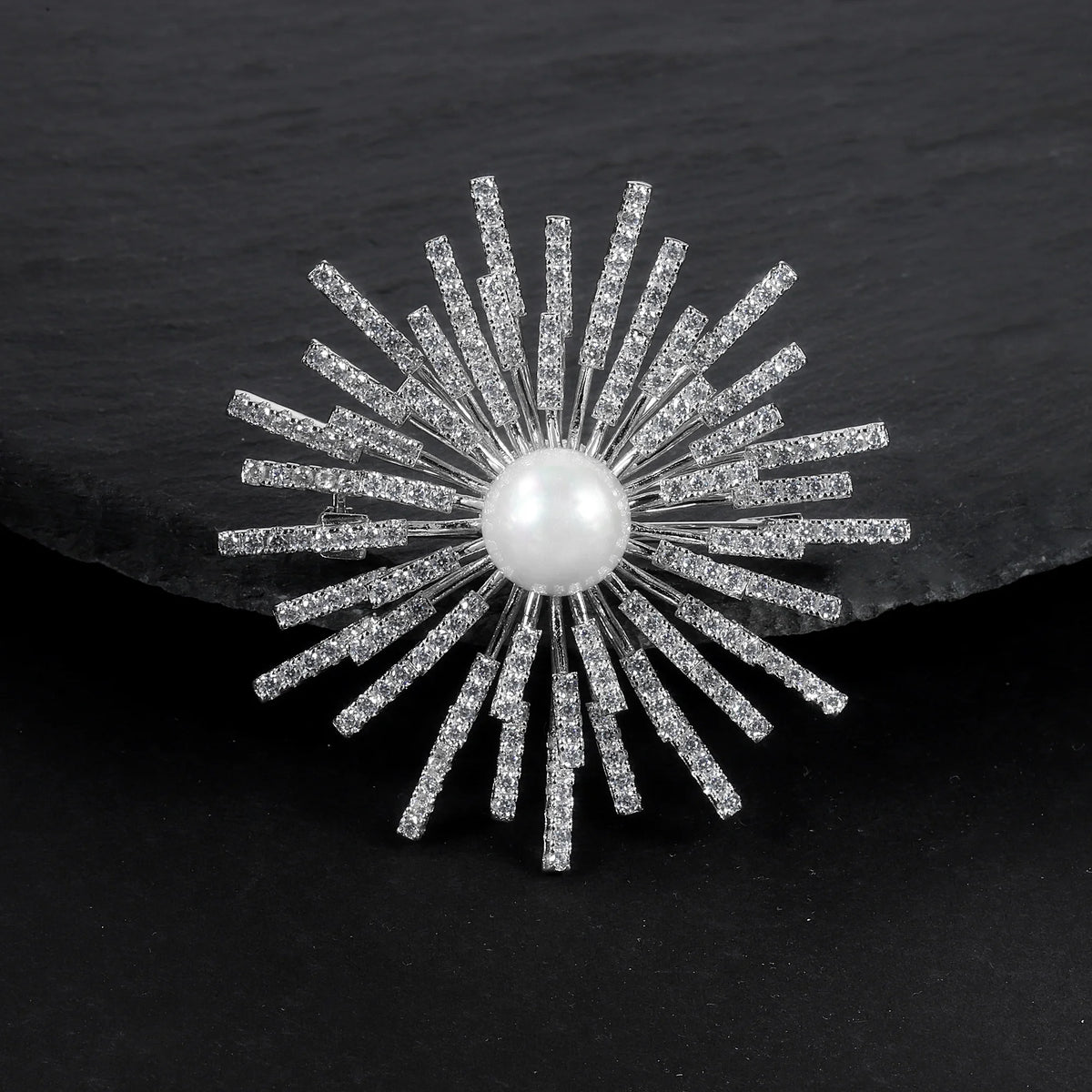 ArtistA F9909 Abiding Trendy Flower 925 Silver Real Natural Freshwater Pearl Ladies Brooch Shining Sunflower Big Brooch Pins for Gift