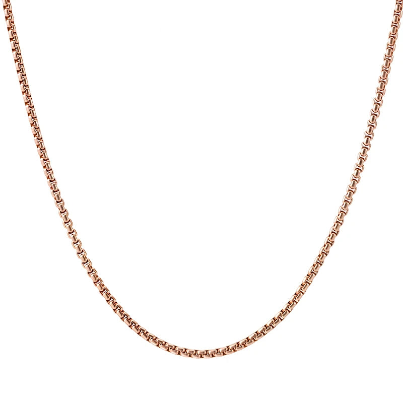 REBEL 18K Gold Plated Stainless Steel Link Chain Necklace for Men Women Black Rose Gold Color Waterproof Jewelry Simple Necklace