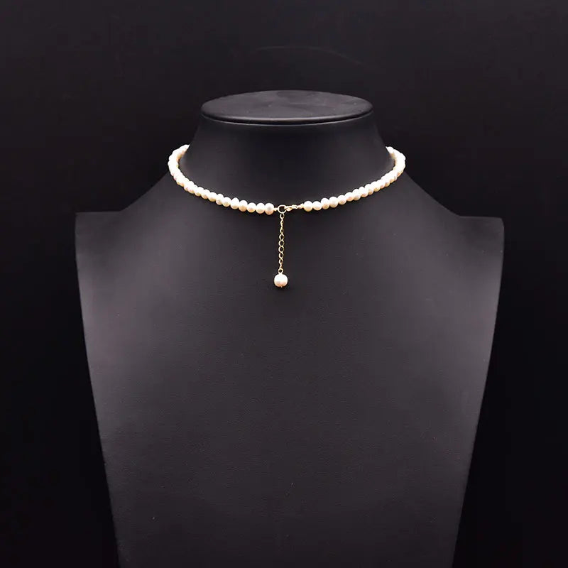 Natural Freshwater Pearl Choker Necklace Gold Plated Tassel Necklace for Women Bridal Wedding Luxury Fashion Fine Jewelry