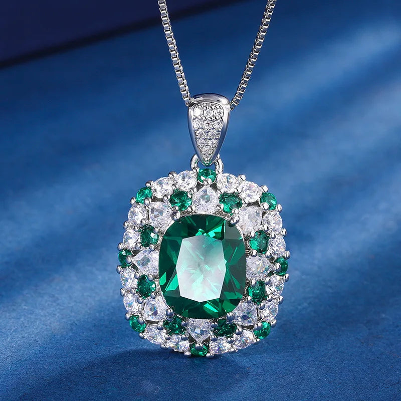 Gemfiori European and American Jewelry British Queen's Blue Zircon Jewelry Pendant Ring Zircon Women's Set