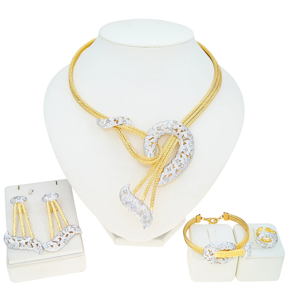 Zhuerrui Italiano Gold Designs Women Jewellery Set Party Fine Costume Jewelry Set Luxury Big Necklace Jewellery Sets X0008930