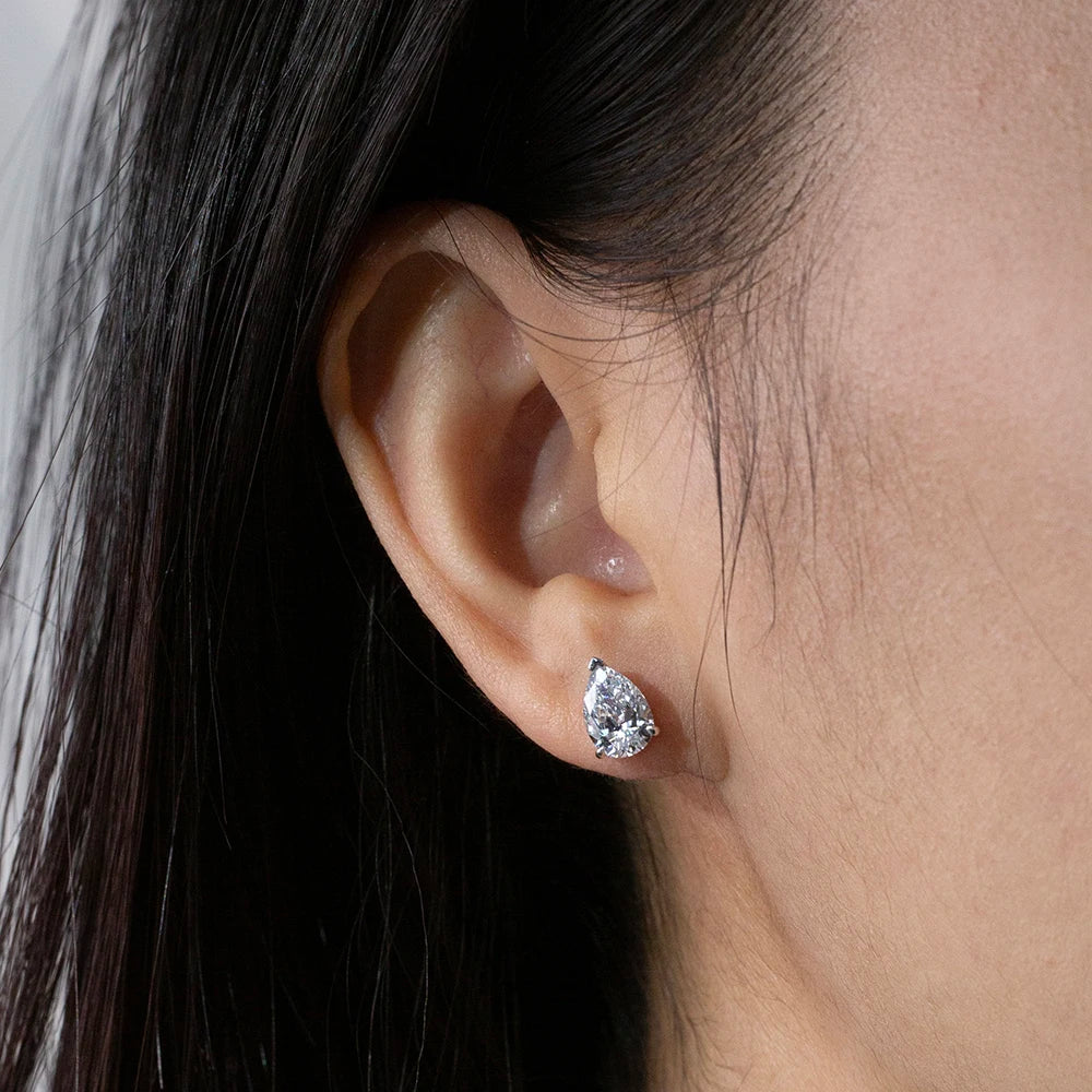 Gemfiori MSE-513 9K Solid Gold With 1ct Loose Lab Grown Diamond Pear Cut Solitaire Earring Hop Sale Gold Gemfiori Price