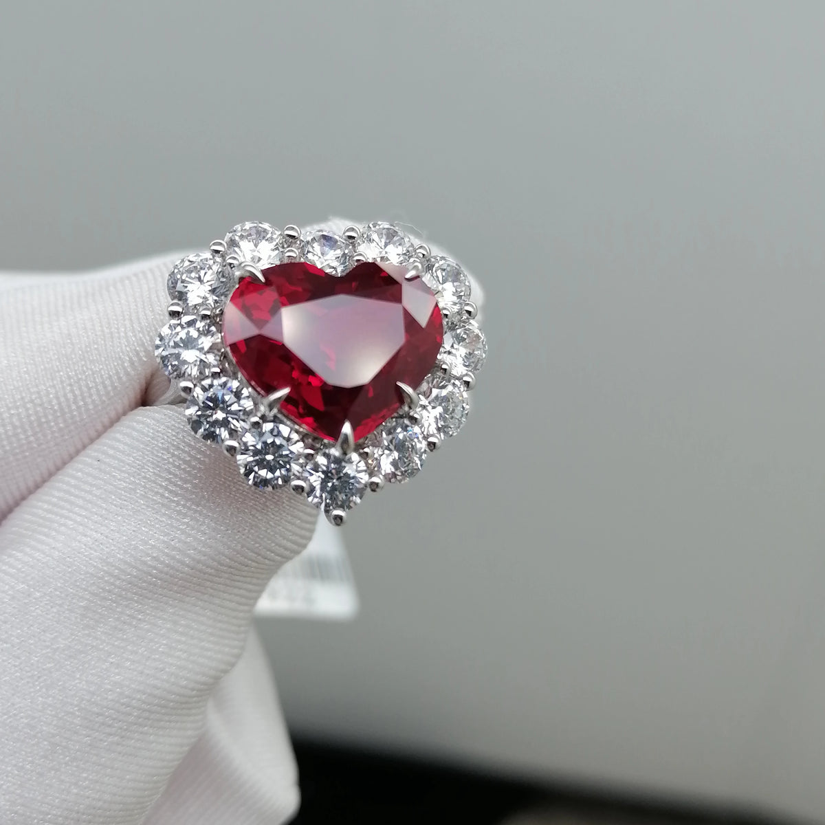 Gemfiori Vintage Ruby Rings Lab Grown Ruby Sterling Silver 925 Jewellery Heart Shaped Rings Christmas Gift for Women Halloween Anillos