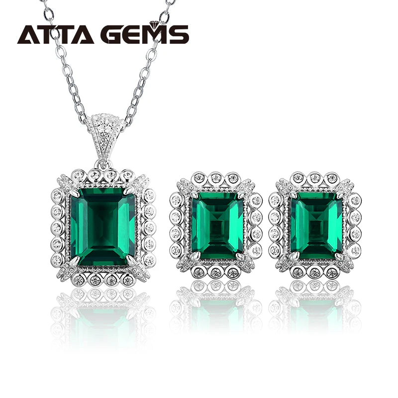 Emerald Jewelry Sets Emerald Rings Earrings Pendant Women Girl Solid 925 Sterling Silver Emerald Gemstones Wedding Engagement