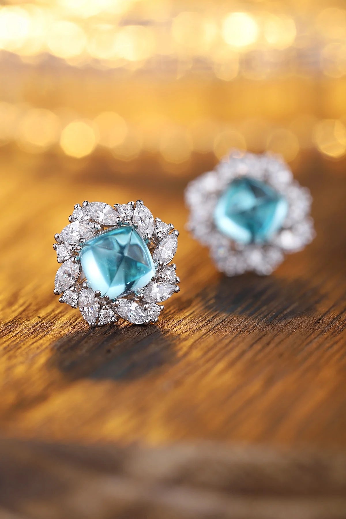 Gemfiori Anster High Quality S925 Lab Grown Paraiba Earring Stud Dainty Gemstone Stud Earrings for Women Daily Wear Gift