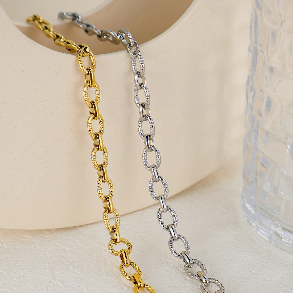 FASHIONISTA Non Tarnish Waterproof Choker Women Stainless Steel Chain Jewelry Making PVD Gold Plated Chunky Necklace DIY Handmade Link Chain