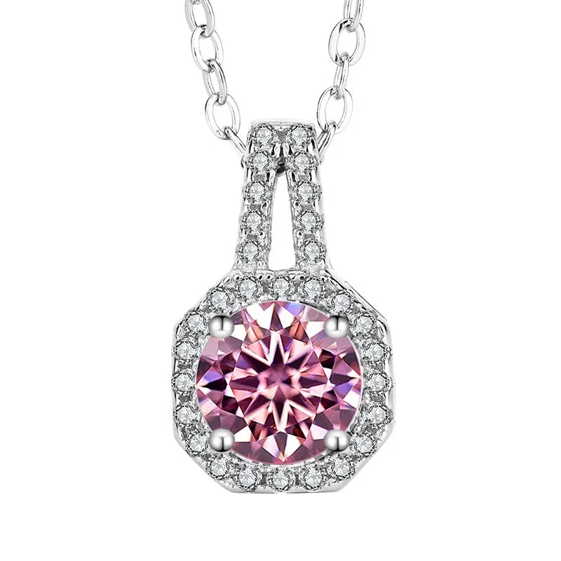 1 Ct Moissanite Square Pendant Necklace 925 Sterling Silver Necklace Luxury Fine Princess Clavicle Necklace Customizable Square