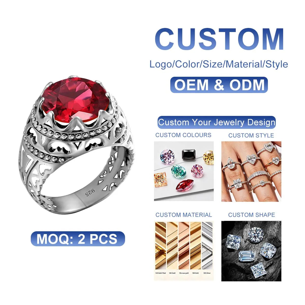 BiG-BOSS Vintage 925 Sterling Silver Men's Emerald Ring Gothic Punk Statement Jewelry Huge Gemstone Finger Rings for Men Custom Gift