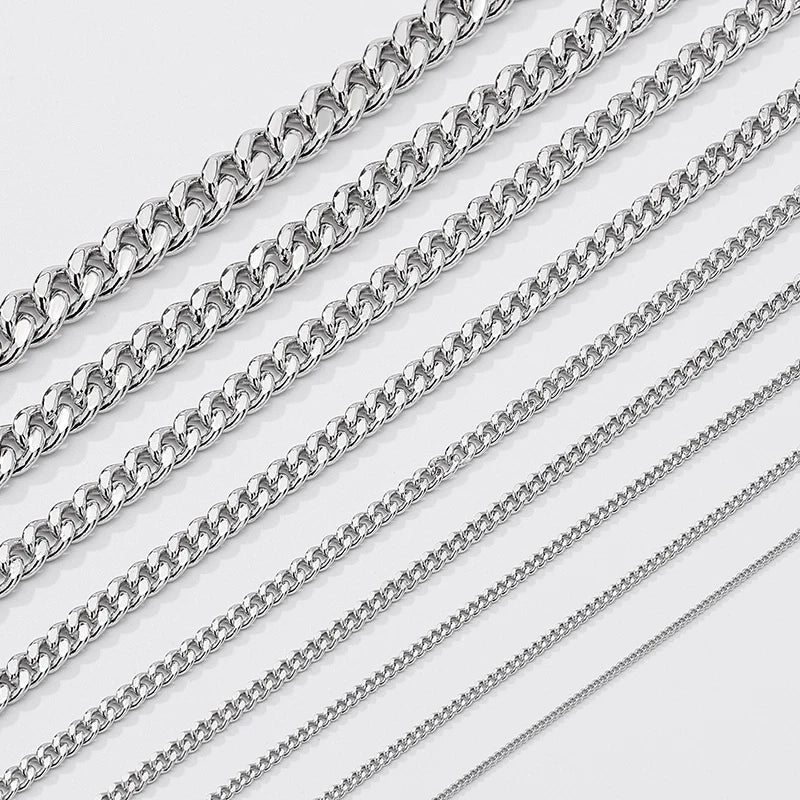 S&S 925 Sterling Silver Diamond Cut Cuban Chain Necklace | 10 Widths × 5 Lengths