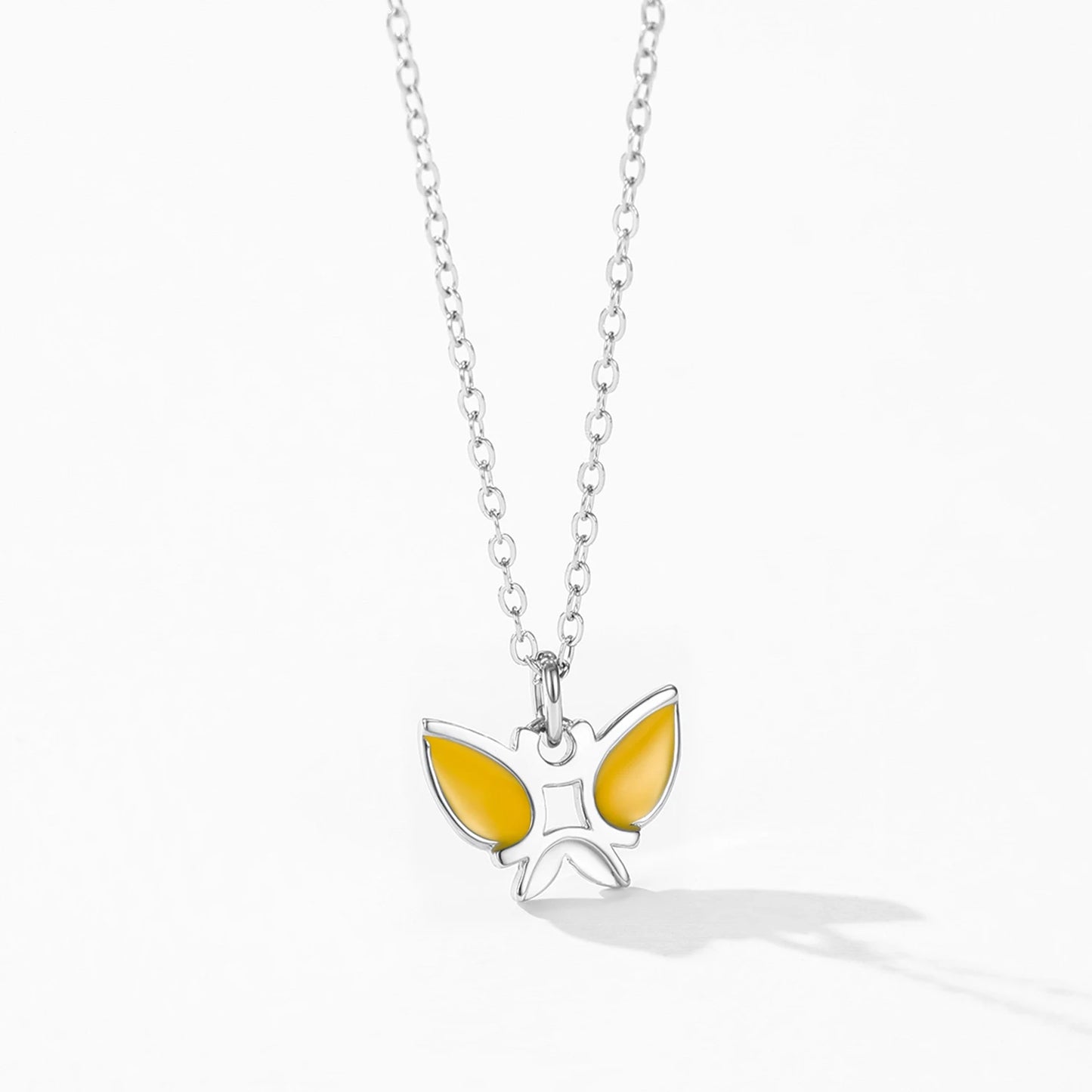 Ailmay 925 Sterling Silver Cute Enamel Butterfly Finger Rings Necklace Set For Women's Cartoon Insect Charm Jewelry Gift