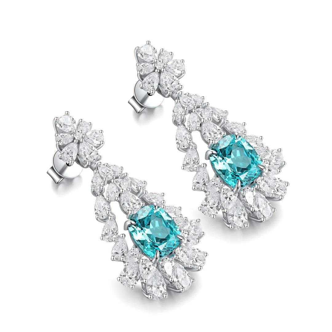 Gemfiori Anster High Quality S925 Lab Grown Paraiba Earring Stud Dainty Gemstone Stud Earrings for Women Daily Wear Gift