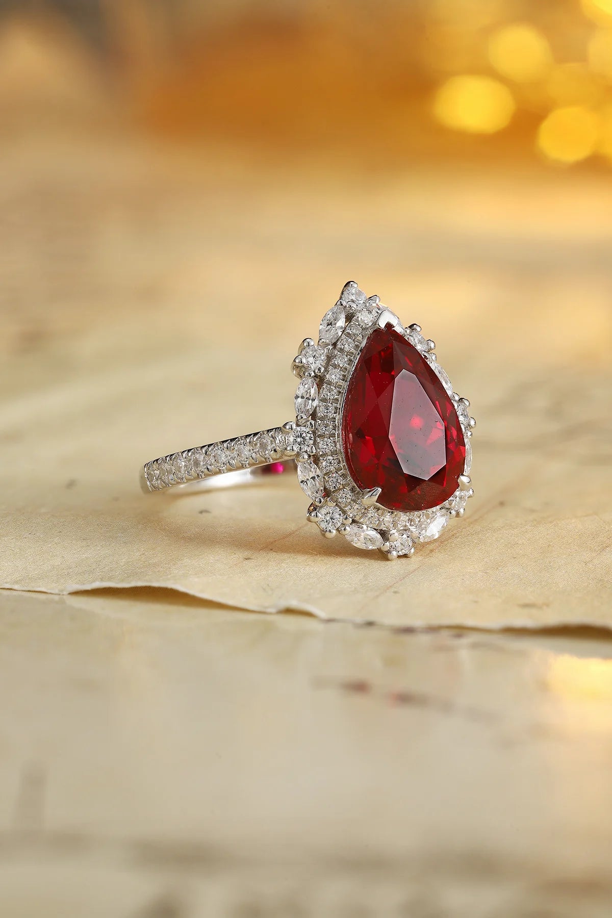 Gemfiori Niche Design Lab Grown Ruby Ring Minimalist Cold Tone Style Sophisticated Understated Luxury Fine Jewelry Ring