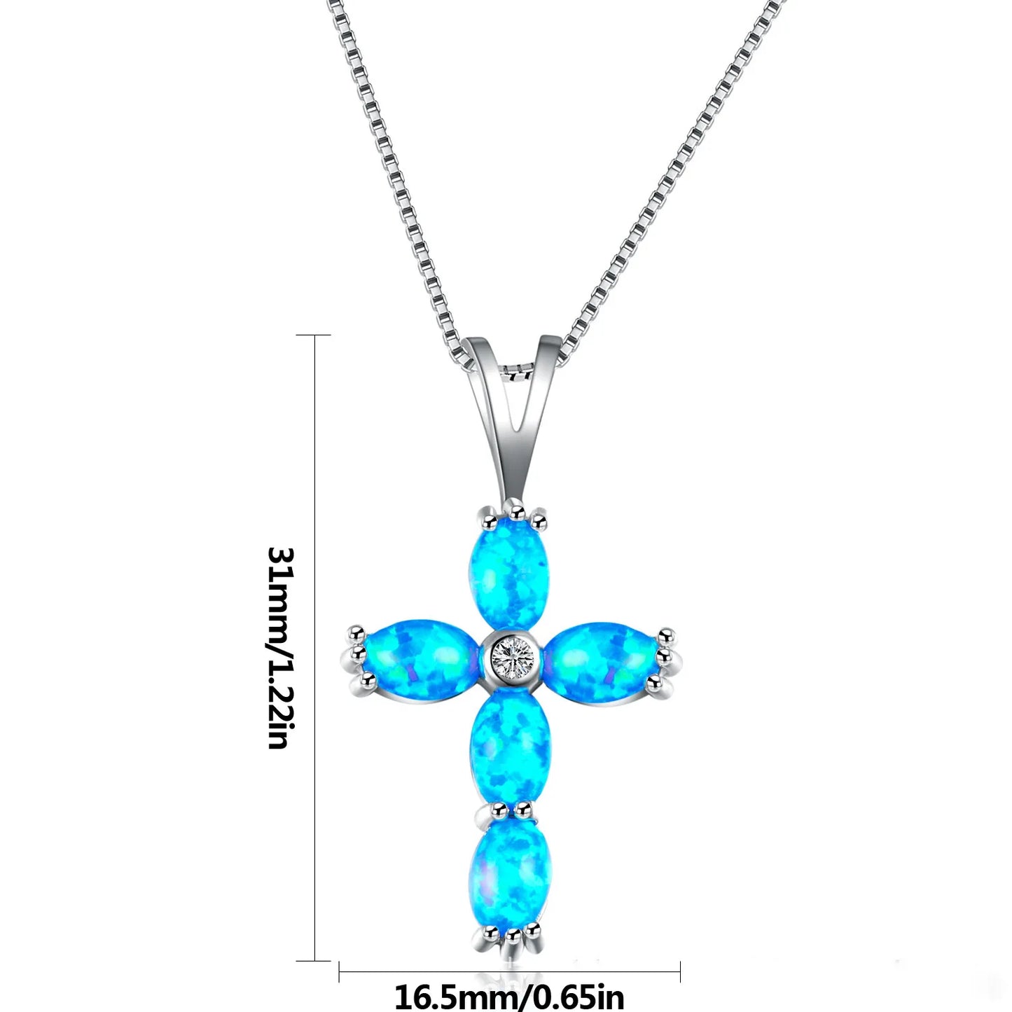 Aobao Cross Pendant Opal Necklace Jewelry Wholesale Inlaid with Opalv