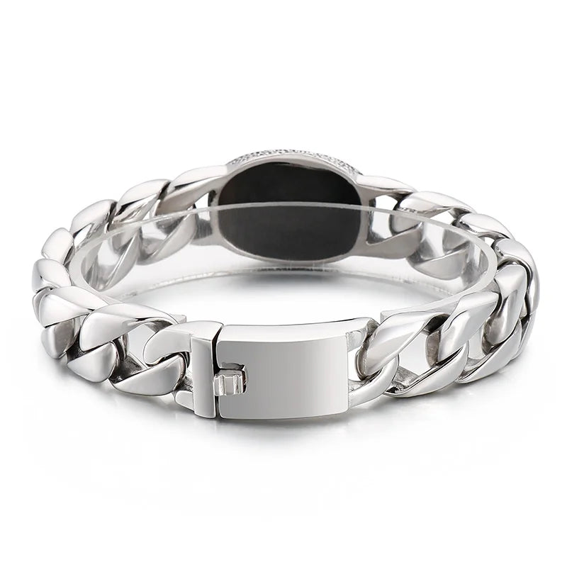 KALEN Men Stainless Steel Fashion Bracelets Bangles Christian Eye of Providence Cuban Bracelet