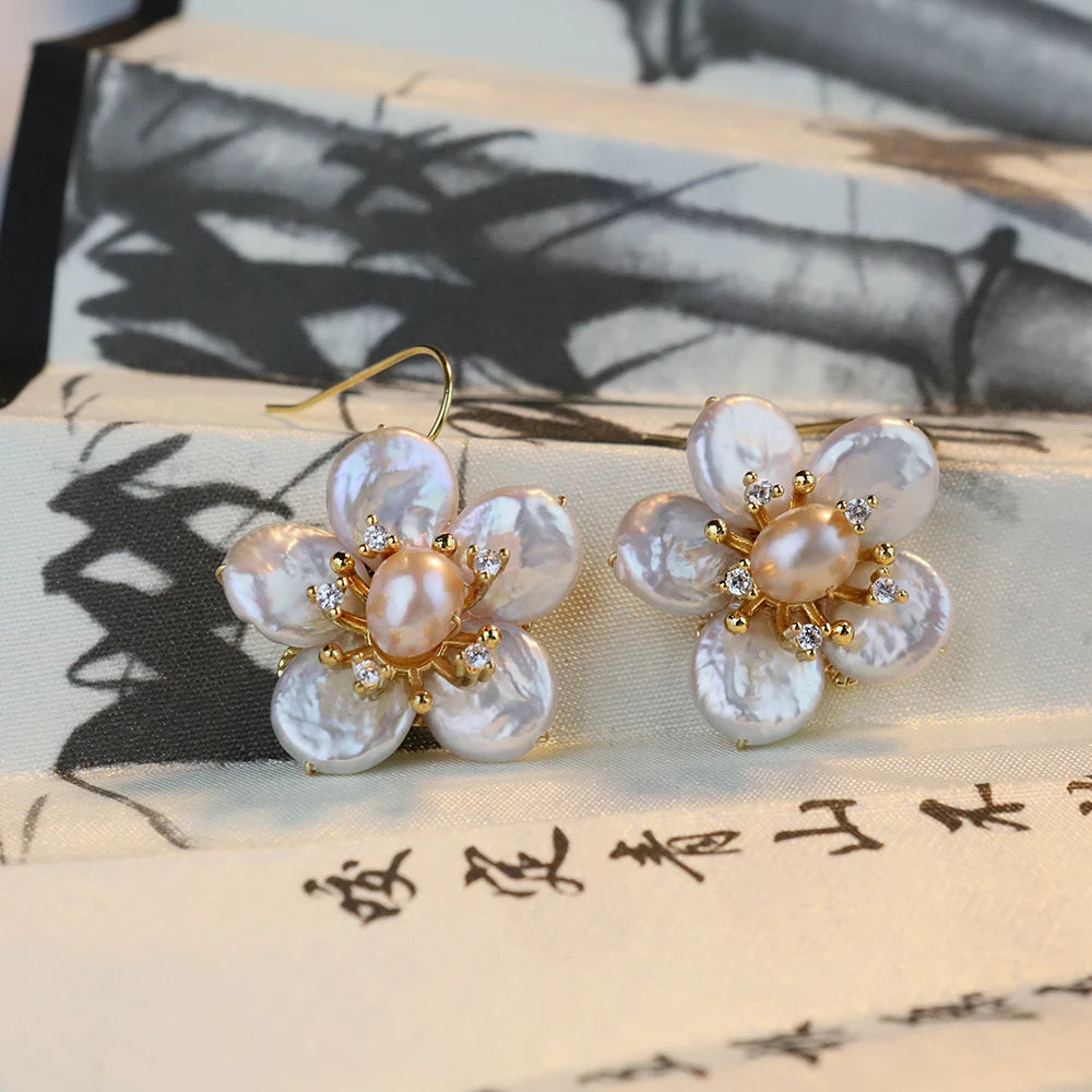 High-quality, Round, Pearl Puddles Earrings Large Natural Pearl Earrings with a Touch of Luxury and Sophistication for Women.