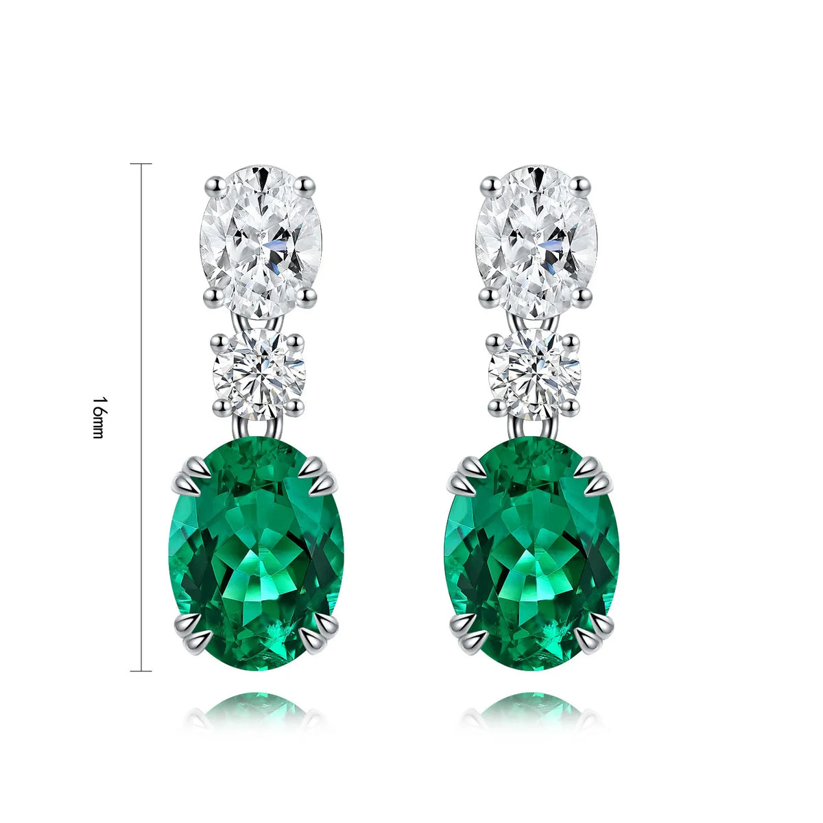 Gemfiori Anster High Quality S925 Lab Grown Emerald Earring Stud Dainty Gemstone Stud Earrings for Women Daily Wear Gift